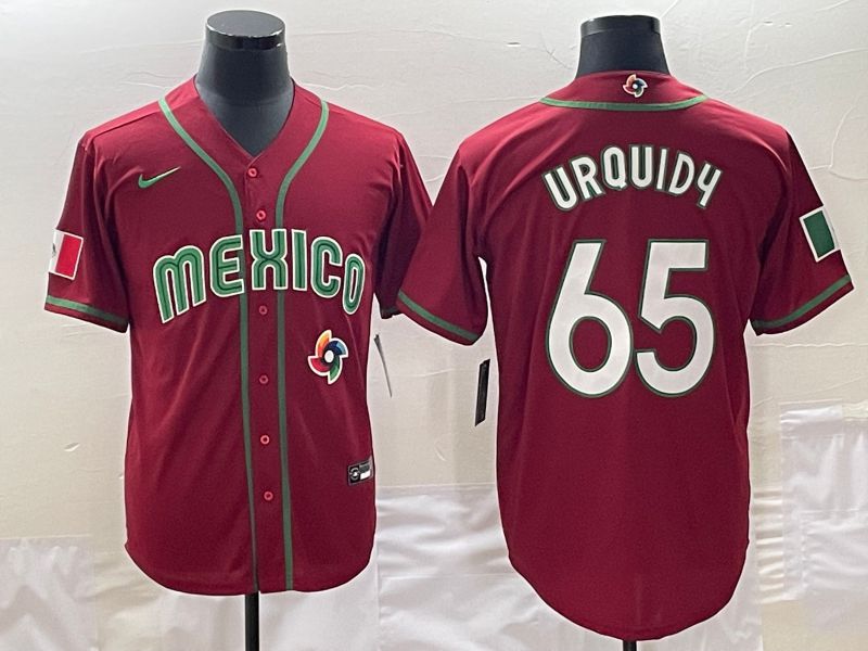 Men 2023 World Cub Mexico #65 Urquidu Red Nike MLB Jersey9->more jerseys->MLB Jersey